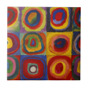 Carreau Étude de couleur des cercles Carré par Kandinsky