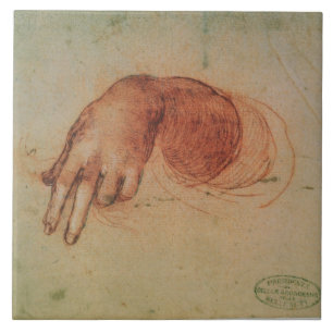 Carreau Étude d'une main (craie rouge sur le papier)