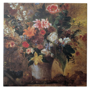 Carreau Eugene Delacroix Bouquet Vintage de fleurs