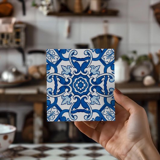 Carreau European Vintage Sintra Blue Design Tile Coasters