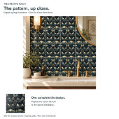 Carreau Éventails floraux Art Déco sarcelle avec lignes do