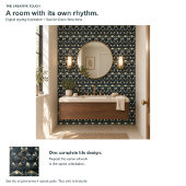 Carreau Éventails floraux Art Déco sarcelle avec lignes do