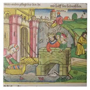 Carreau Exode 2 1-6 Moïse étant flotté en bas du Nil et