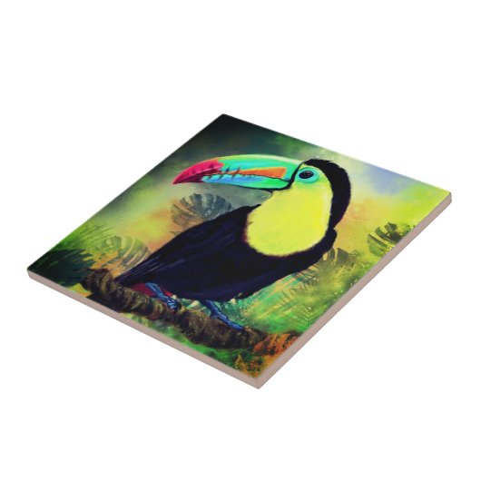 Carreau Exotique Tropical Toco Toucan Bird - Peinture Art (Côté)