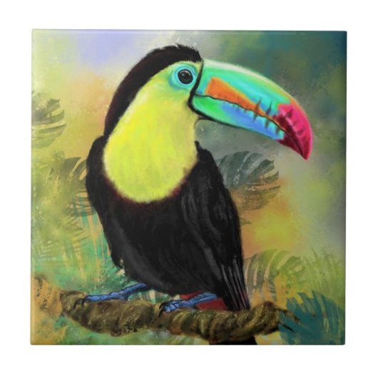Carreau Exotique Tropical Toco Toucan Bird - Peinture Mign (Devant)