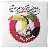 Carreau Explorer le logo rétro de Colombie (Devant)
