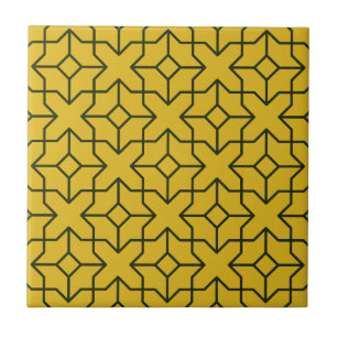 Carreau Explorer un motif géométrique jaune symétrique