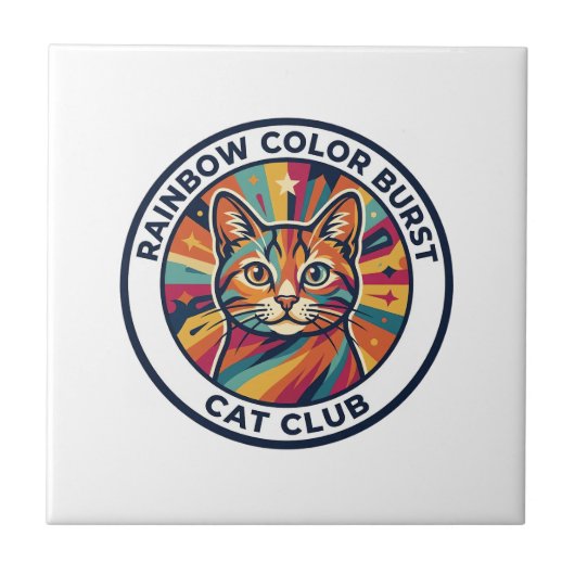 Carreau Explosion de couleurs arc-en-ciel Chat Design de K (Devant)