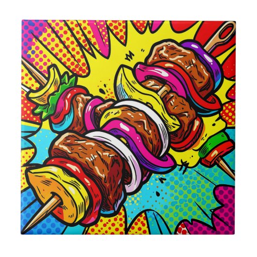Carreau Explosion de Kebab Pop Art (Devant)