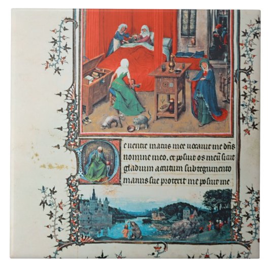 Carreau f.93v la naissance de Jean-Baptist et du Baptis (Devant)