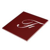 Carreau F Monogramme Blanc initial sur Maroon (Côté)