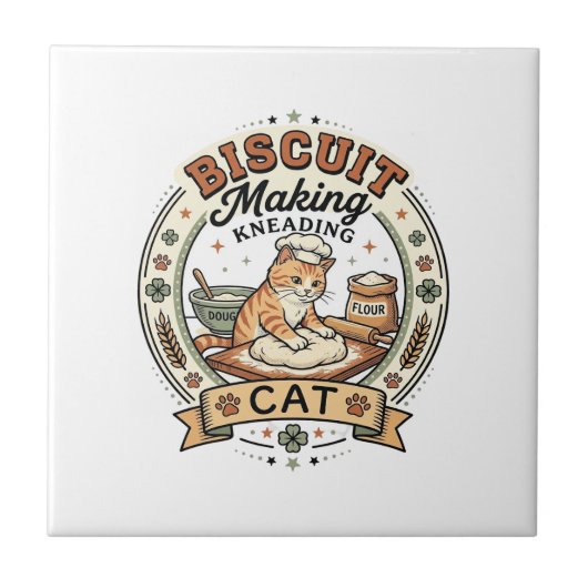 Carreau Fabrication de biscuits Pétrissage Chat Fabricatio (Devant)