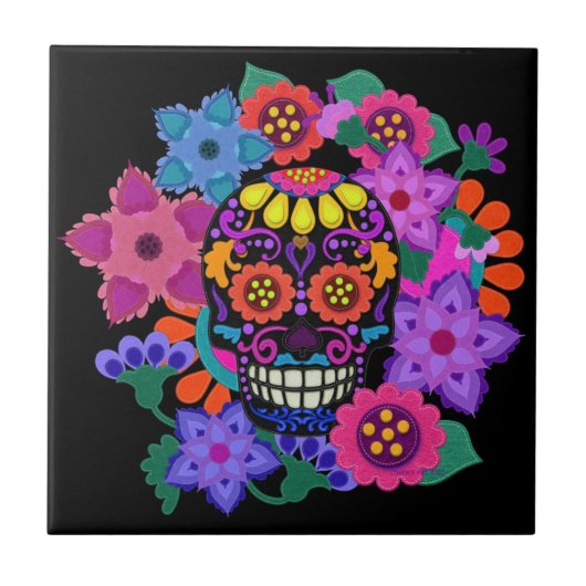 Carreau Fabulous Felt Look Sugar Skull Beautiful (Devant)