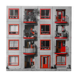 Carreau Façade Rouge Zuidoost Balcon Bâtiment Photographie