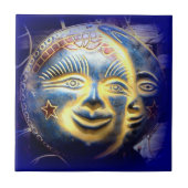 Carreau face de soleil/ face de lune bleu foncé (Devant)