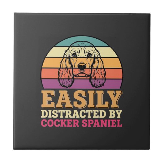 Carreau Facilement Distrait Par Cocker Spaniel Chien Rétro (Devant)