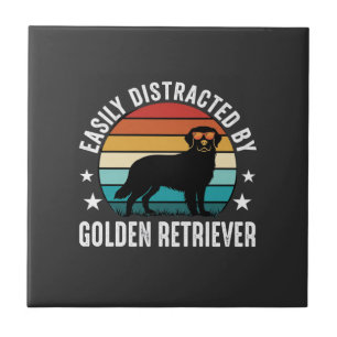 Carreau Facilement distrait par Golden Retriever Retro Sun