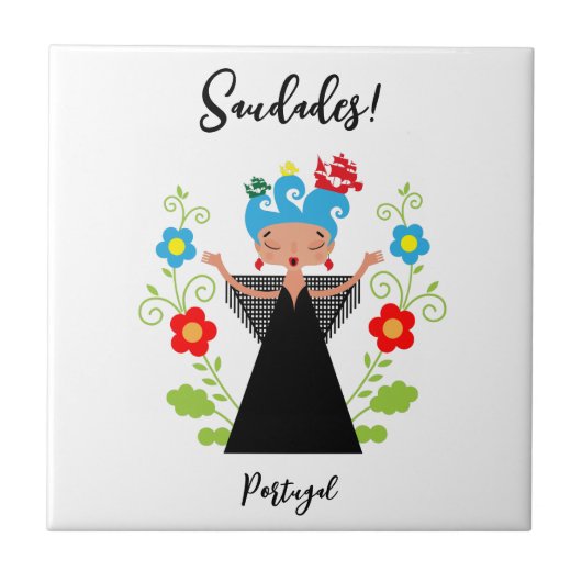 Carreau Fado chanteuse avec caravelle portugaise (Devant)