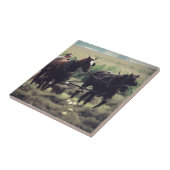 Carreau Faire du foin avec des chevaux (Côté)