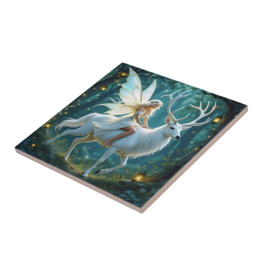 Carreau Fairy and White Deer Magical Forest (Côté)