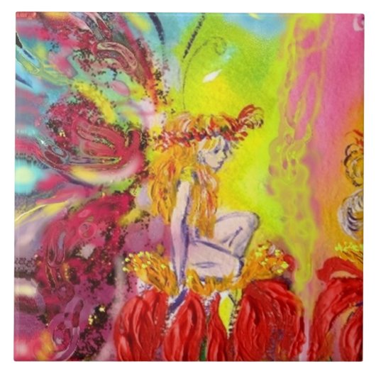 Carreau FAIRY OF DAWN AVEC FLEURS ROUGES Imaginaire (Devant)