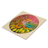 Carreau FAIRY OF THE SUNFLOWERS yellow pink ivory (Côté)