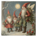 Carreau Fairy Tale Christmas Gnome Family in Winter Forest<br><div class="desc">Illustration du conte de fées de Noël</div>