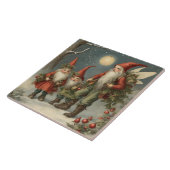 Carreau Fairy Tale Christmas Gnome Family in Winter Forest (Côté)