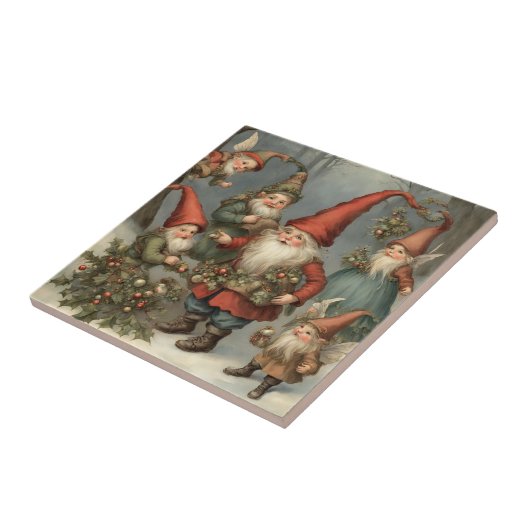 Carreau Fairy Tale Noël Gnomes dans la forêt (Côté)