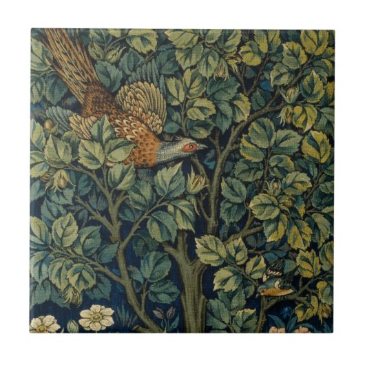 Carreau Faisan d'arbre boisé William Morris (Devant)