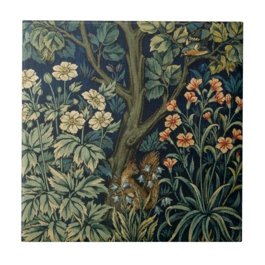 Carreau Faisan d'arbre boisé William Morris (Devant)