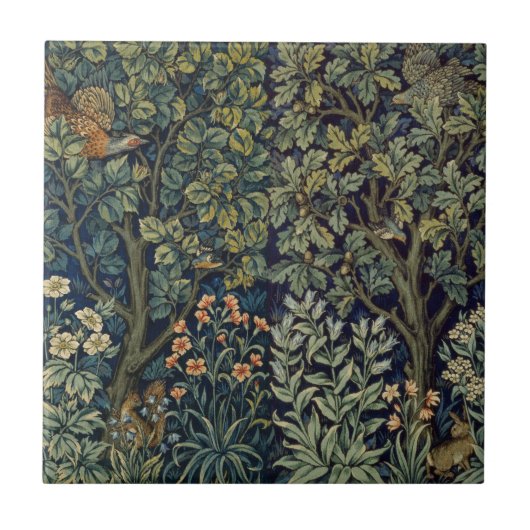 Carreau Faisan d'arbre boisé William Morris (Devant)