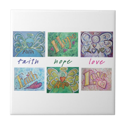 Carreau Faith Hope Love Angel Word Tile Cadeau (Devant)