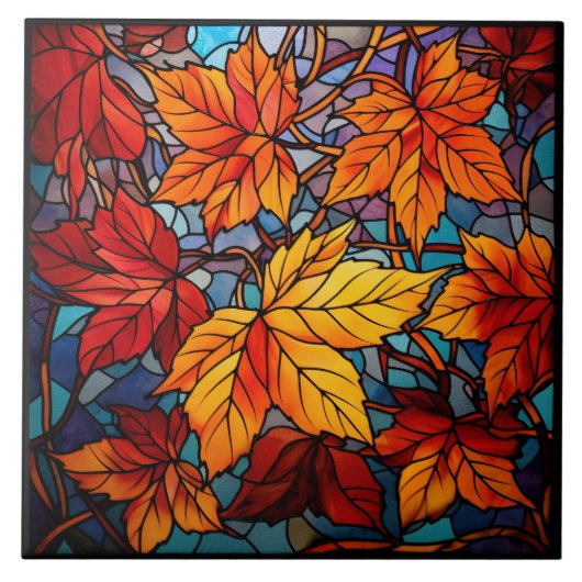Carreau Fall leaves Stained Glass (Devant)