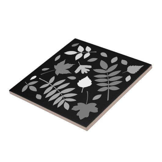 Carreau Fallen Feuille Design Gris Blanc Noir (Côté)