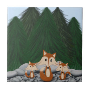 Carreau Famille adorable de renards