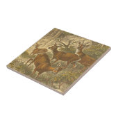 Carreau Famille de Roe - Cerfs dans une forêt (Côté)