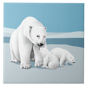 Carreau Famille d'ours polaires
