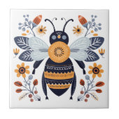Carreau Fancy Boho Honey Bee Scandinavian Folk Art (Devant)