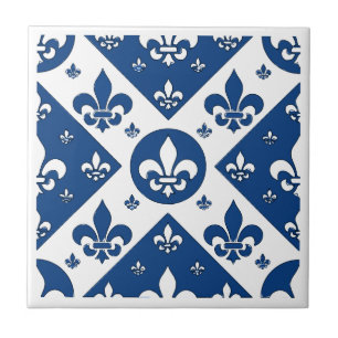 Carreau Fancy Fleur De Lis Blue