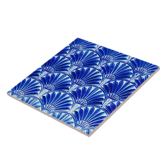 CARREAU FANS ART DÉCO BLEU (Côté)