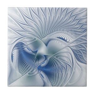 Carreau Fantaisie dynamique Abstrait Tons bleus Art fracta