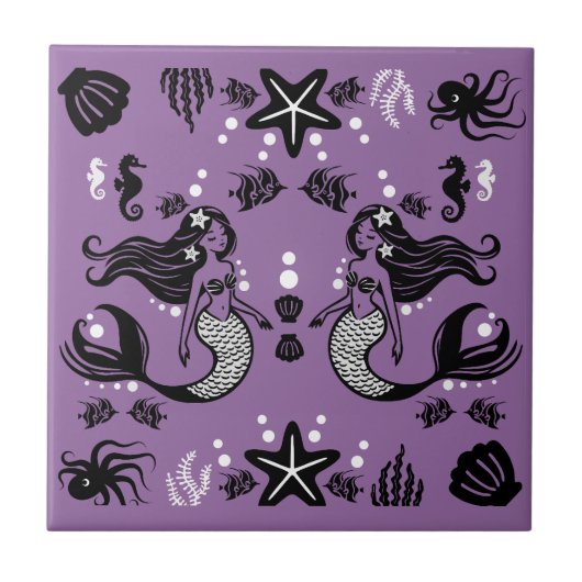 Carreau Fantaisie Sirène Violette (Devant)