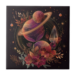 Carreau Fantaisie spatiale violette Cristal Anneau Planète