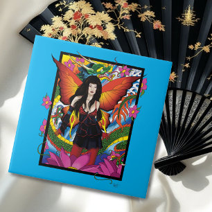 Carreau Fantastique Dragon Fée Gothique Bleu Mystique