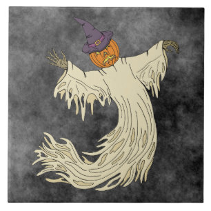 Carreau Fantôme à tête de citrouille Art d'Halloween