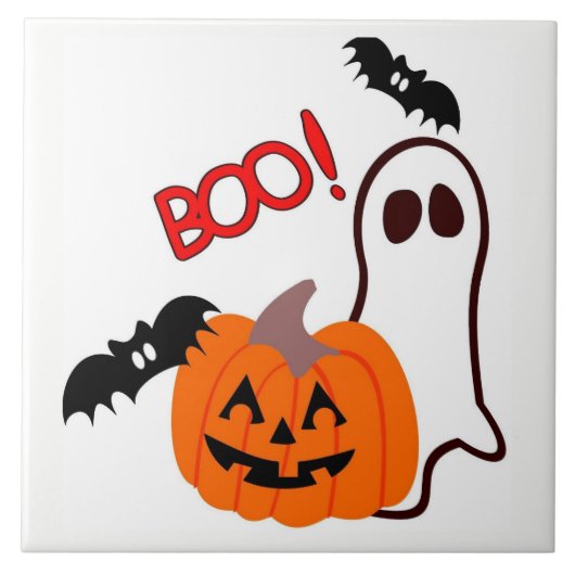 Carreau Fantôme de Halloween avec le citrouille (Devant)