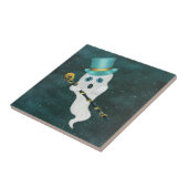 Carreau Fantôme de nuit ciel bleu brillant yeux crâne (Côté)