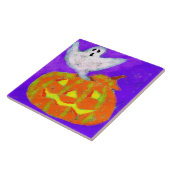 Carreau Fantôme et Citrouille Art Abstrait d'Halloween (Côté)