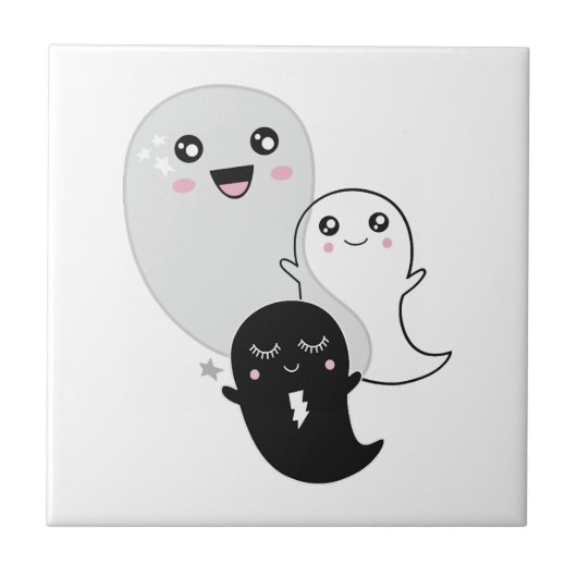 Carreau fantômes mignons halloween kawaii (Devant)